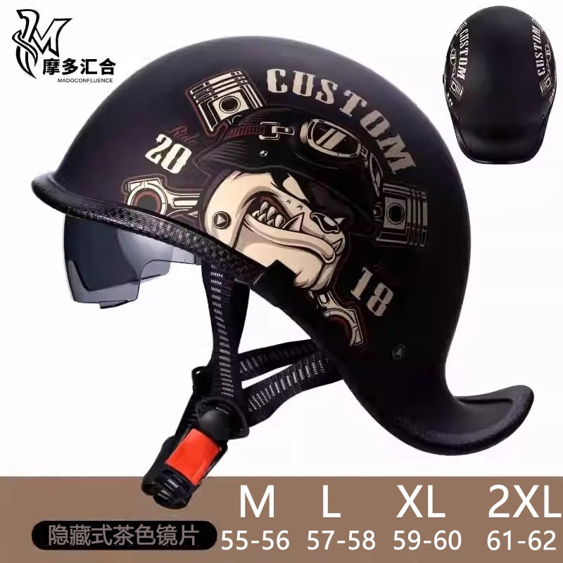 Lens Cap Vintage - خوذات الدراجات النارية الرجعية للرجال خمر