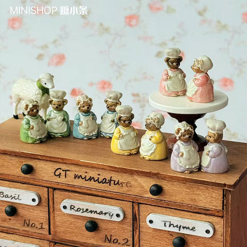 Vintage Collectible Dolls - 1:6 1:12 مصغرة خمر الدب زجاجة