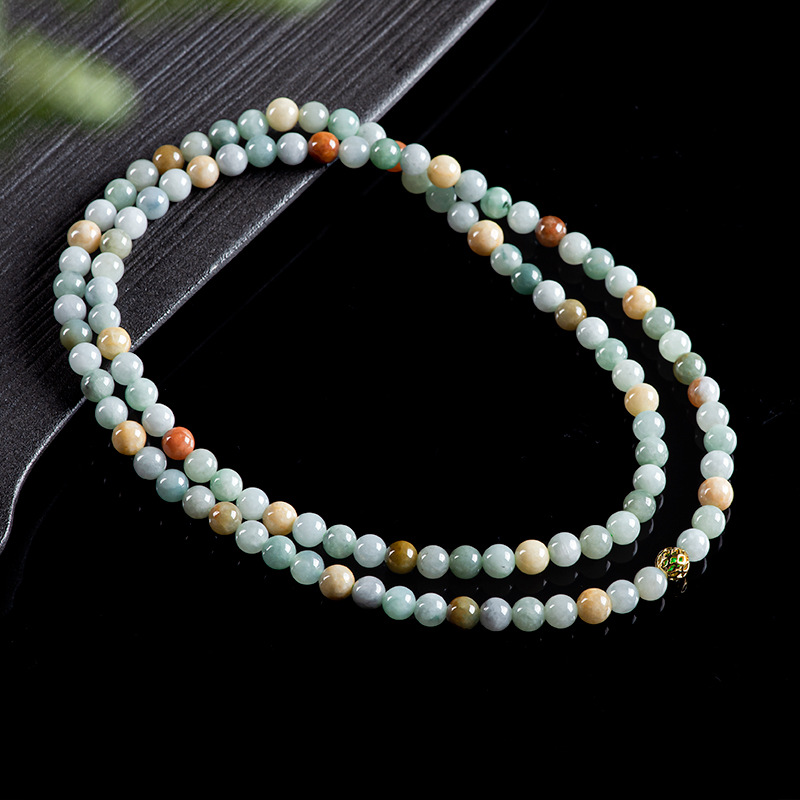 Vintage Necklace - سوار وقلادة من حجر اليشم البورمي،