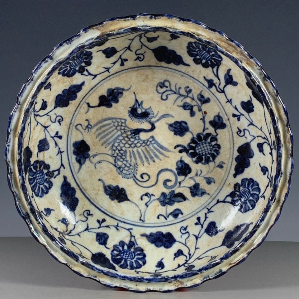 Vintage Collectible Pottery - صينية بورسلين صينية عتيقة مزدوجة الطبقات